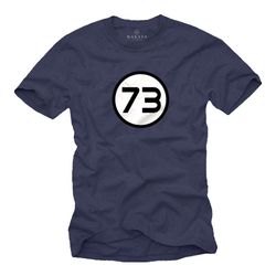 Makaya Mens T-Shirt - Sheldon Magic Number 73 - Big Bang Theory Blue S-XXXXXL
