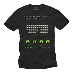 Mens Gaming T-Shirt Space Invaders Gifts for Nerds and Geeks black S-XXXXXL