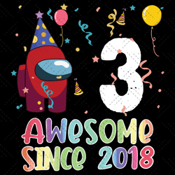 3 Awesome Since 2018 Birthday Among Us Svg, Birthd