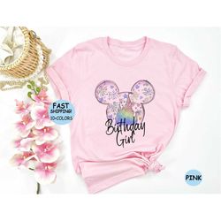 Watercolor Disney Birthday Girl castle Shirt, Birthday Girl Shirt, Disney Girl Trip Tee, Disney Birthday Squad Shirt, Fa