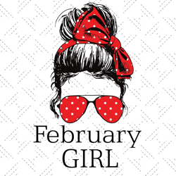February Girl Red Bandana Sunglass Face Girls Birt