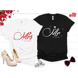 Mr and Mrs Heart Couples Shirt, Wifey and Hubby Shirt, Honeymoon T-shirt, Wedding Shirt, Bridal Party T-shirts, Husband