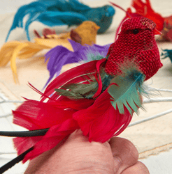 Burlap Feathered Artificial Birds