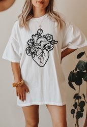 Floral Heart Shirt,Floral Heart  Sweatshirt,Doctor Shirt,Health Shirt,Flowers Heart Tees,Heart Surgery,Botanical Heart S