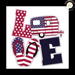 Love American, Independence Day Svg, 4th Of July, Camping Car Svg, July 4th Svg, Flip Flops Svg, Flip Flops Vector, Patr