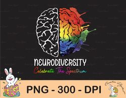 Neurodiversity Autism Spectrum ASD ADHD Rainbow Brain, Autism Awareness, celebrate the spectrum, Half of Brain,Png Subli