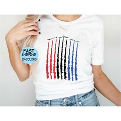 American Air Force Flyover Tee, Red White Blue Tee, 4th of July Tee, USA Flag Shirt, Memorial Day, Independence Day Jet