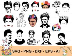 Frida khalo svg bundle,Frida khalo svg, Cricut file, Digital File,Bundle Svg, Png, Dxf, Eps, Instant Download