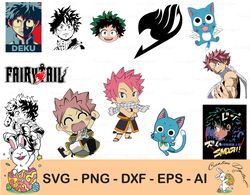 Anime Bundle, Manga Download,Japanese SVG,Cartoon Svg,Kawaii Vector,My Hero Academia Svg, Digital File, Svg, Png, Dxf, E