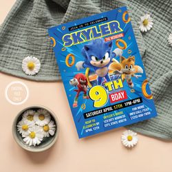 Personalized File Sonic Invitation | Sonic Birthday Invitation | Sonic Party Invite | Printable Birthday PNG ONLY