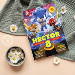 Personalized File Sonic the Hedgehog Birthday Invitation | Sonic Party Invitation | Sonic Party Invite PNG ONLY