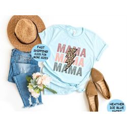 Retro Vintage Mama Shirt, Leopard Mama lightning Tee, Mothers Day shirt, Mom Life Tee, Motherhood Tee, Cute Mom Shirt, M
