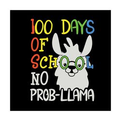 100 days of school no probllama,llama svg, llama gift,llama back to school,prollama svg, pro llama shirt, Happy 100th da