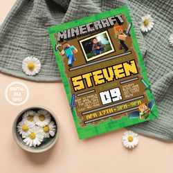 Personalized File Minecrafter Invitation | Minecrafter Birthday Invitations | Minecraft Birthday Party PNG ONLY