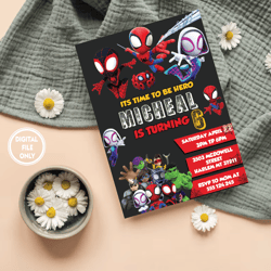 Personalized File Spidey And His Amazing Friends Birthday Invitation | Printable Party Invitations PNG ONLY