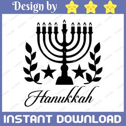 Hanukkah Svg, leaves and stars hanukkah, jewish hanukkah leaves and stars, Hanukkah Clip Art, Menorah Svg, Hanukkah Cut