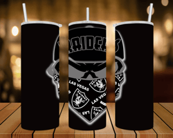 Raiders Skull With Drop Shadow  - 20 oz Skinny Tumbler Wrap - Sublimation Design - PNG file