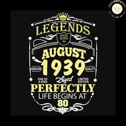 Birthday, Trending Svg, Vintage 1939, Born In 1939, August 1939, Birthday Man Svg, 50th Birthday Gift, Legendary Since 1