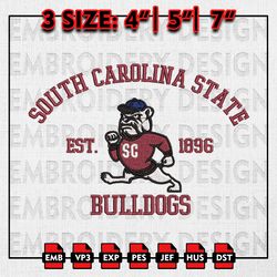 South Carolina State Bulldogs Embroidery files, NCAA Embroidery Designs, South Carolina State Machine Embroidery Pattern