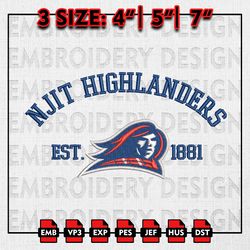 NJIT Highlanders Embroidery files, NCAA Embroidery Designs, NCAA NJIT Highlanders Machine Embroidery Pattern