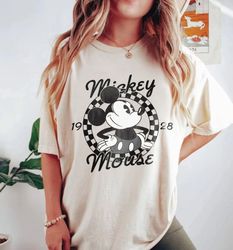 Checkered Mickey Minnie Comfort Colors Shirt, Vintage Mickey Minnie Shirt, Retro Disney Couple Shirt, Disney Matching Sh