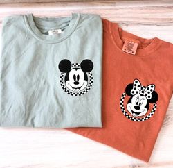 Checkered Mickey Minnie Comfort Colors Shirt, Vintage Mickey Minnie Shirt, Retro Disney Couple Shirt, Disney Valentine S