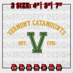 Vermont Catamounts Embroidery files, NCAA Embroidery Designs, NCAA Vermont Catamounts Machine Embroidery Pattern