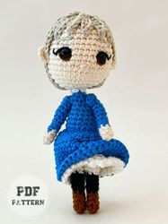 DDOLL PATTERNS Crochet Doll Sophie in Dress PDF  Pattern