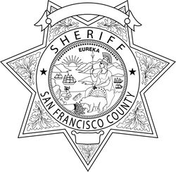 SAN FRANCISCO County Sheriff, CALIFORNIA Sheriff Star Badge vector outline svg file, laser engraving, Cricut, Cnc file