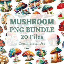 Mushroom Popular PNG Files 20 Colorful Mushroom PNG Clipart for Print Sticker T Shirt Mugs