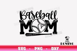 Baseball Mom Bat and Ball SVG Cut Files for Cricut Sport Mother PNG image Game Heart svg DXF file
