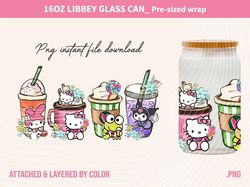 kitty and friends pink cat png, 16oz glass can wrap, 16oz libbey can glass, easter tumbler wrap, full glass can wrap, ca