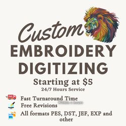 Custom Embroidery Digitizing, Logo Digitizing, Embroidery Digitizing Service, Image Digitizing, logo Digitized file
