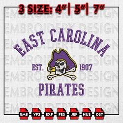 East Carolina Pirates Embroidery files, NCAA Embroidery Designs, NCAA East Carolina Pirates Machine Embroidery Pattern