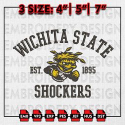 Wichita State Shockers Embroidery files, NCAA Embroidery Designs, NCAA Wichita State Shockers Machine Embroidery Pattern