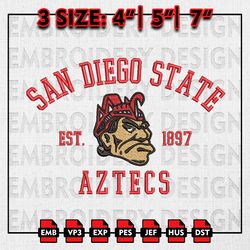 San Diego State Aztecs Embroidery files, NCAA Embroidery Designs, NCAA San Diego State Aztecs Machine Embroidery Pattern