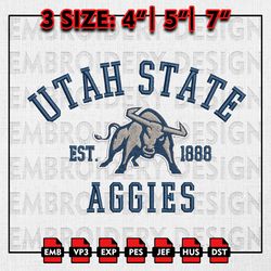 Utah State Aggies Embroidery files, NCAA Embroidery Designs, Utah State Aggies Machine Embroidery Pattern