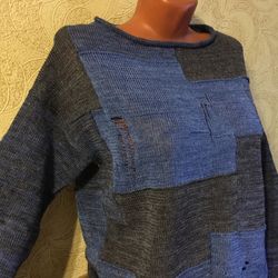 Ripped sweater knit torn distressed linen pulover womens top