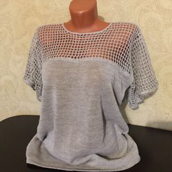 linen mesh t-shirt knit tunic hand crochet summer top