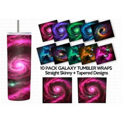 20 Oz Galaxy Skinny Tumbler Sublimation Wraps Bundle, Galaxy Designs PNG Bundle, Universe Design, Straight, Tapered, Sub