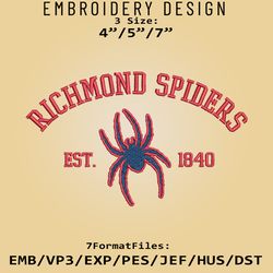 Richmond Spiders embroidery design, NCAA Logo Embroidery Files, NCAA Spiders, Machine Embroidery Pattern