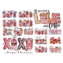Valentine Coffee Png Bundle, Valentine Coffee Png, Valentine Drinks Png, Latte Drink Png, XOXO Png, Coffee Lover, Valent