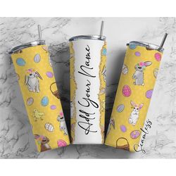 Easter Bunny Add Your Own Name, 20oz Sublimation Tumbler Designs, Skinny Tumbler Wraps Template - 270