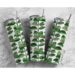 Botanical Green Leaves, 20oz Tumbler Wrap, Seamless Skinny Tumbler, Sublimation Design PNG - 855