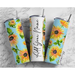 Sunflower Seamless, Sunflower Design, Flowers Add Your Own Name, 20oz Sublimation Tumbler Designs, Skinny Tumbler Wraps