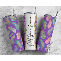 Feathers Pattern, Feather Design, Feather Add Your Own Name, 20oz Sublimation Tumbler Designs, Skinny Tumbler Wraps Temp
