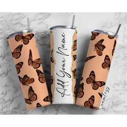 Butterfly Seamless Add Your Own Name, 20oz Sublimation Tumbler Designs, Skinny Tumbler Wraps Template - 620 PATTERN