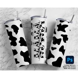 Cow Print Mama Cowhide Editable Kids Names Mom Tumbler Wrap, Edit in Photoshop Tutorial Included, Mom Sublimation 20oz T