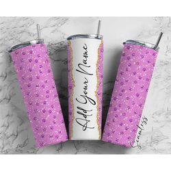 Small Paw Prints Add Your Own Name, 20oz Sublimation Tumbler Designs, Skinny Tumbler Wraps Template - 224