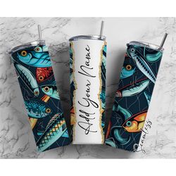 fish pattern, fish background, fish design add your own name, 20oz sublimation tumbler designs, skinny tumbler wraps tem